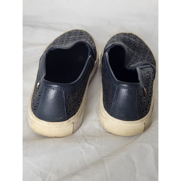 Tory Burch Lennon Laser Cut Slip On Sneaker Navy Blue Logo Perforated Shoes‎ 7.5 - Picture 5 of 9